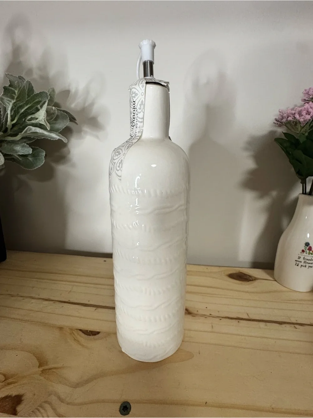 Ceramic Olive Oil Dispenser Bottle - White